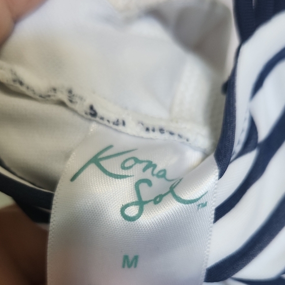 Kona Sol Navy and White Striped Swimsuit - Picture 3 of 3